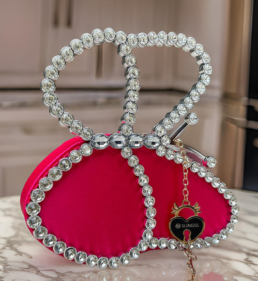 Slingss Exclusive Premium Butterfly Shape Partywear Diamond Embroidered Handbag For Ladies