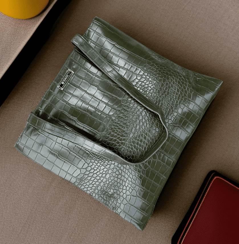 Slingss Green Leather Big Size Hand/Tote Bag For Ladies