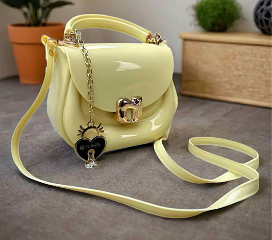 Slingss Mini Partywear Silicon Purse For Girls With Handel & Long Belt