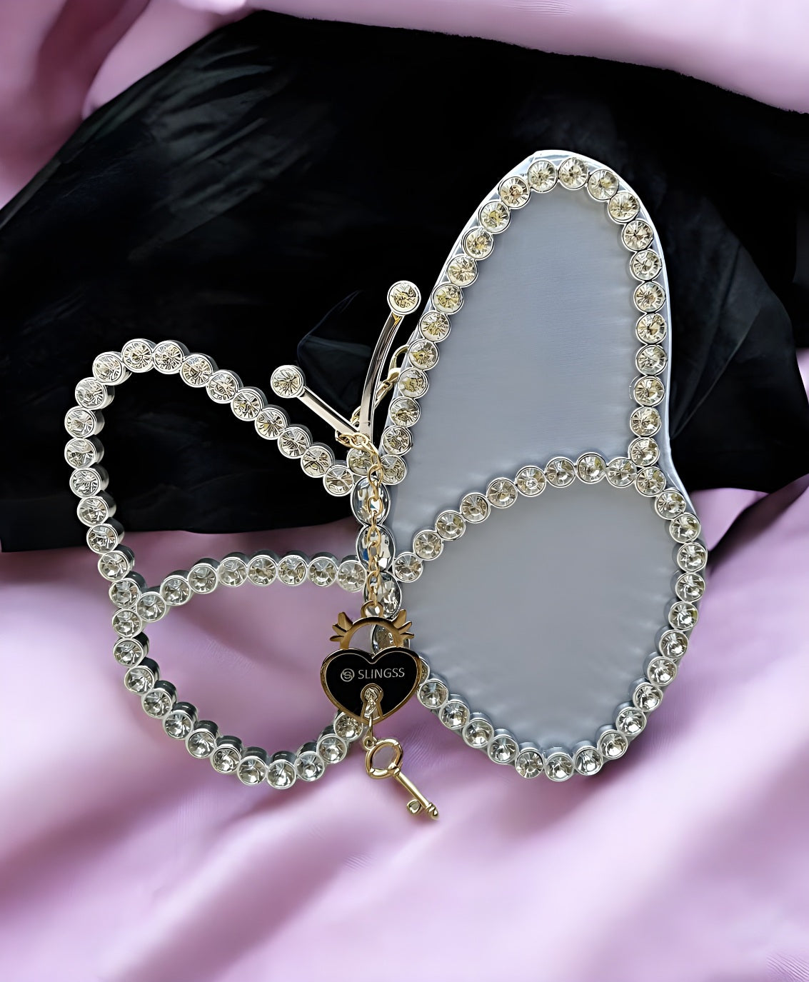 Slingss Exclusive Premium Butterfly Shape Partywear Diamond Embroidered Handbag For Ladies