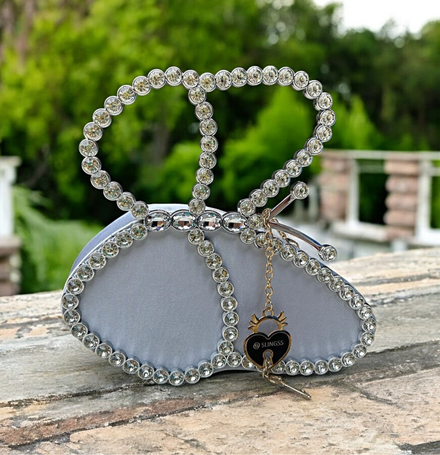 Slingss Exclusive Premium Butterfly Shape Partywear Diamond Embroidered Handbag For Ladies