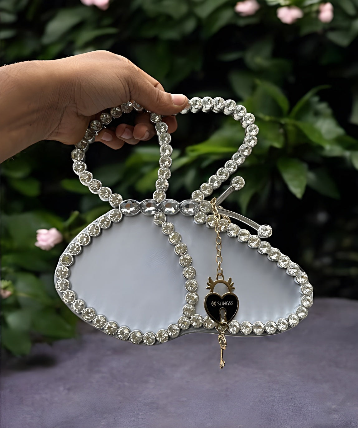 Slingss Exclusive Premium Butterfly Shape Partywear Diamond Embroidered Handbag For Ladies