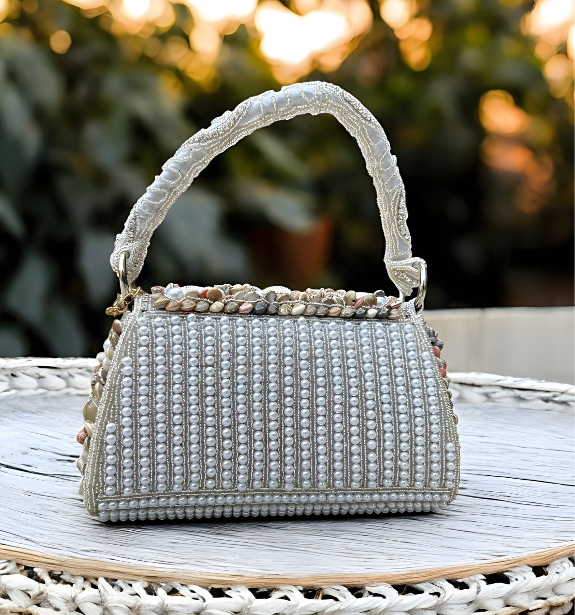 Slingss Luxury Range Exclusive Seap Fully Embroidered Handmade Partywear Handbag For Ladies With Handle