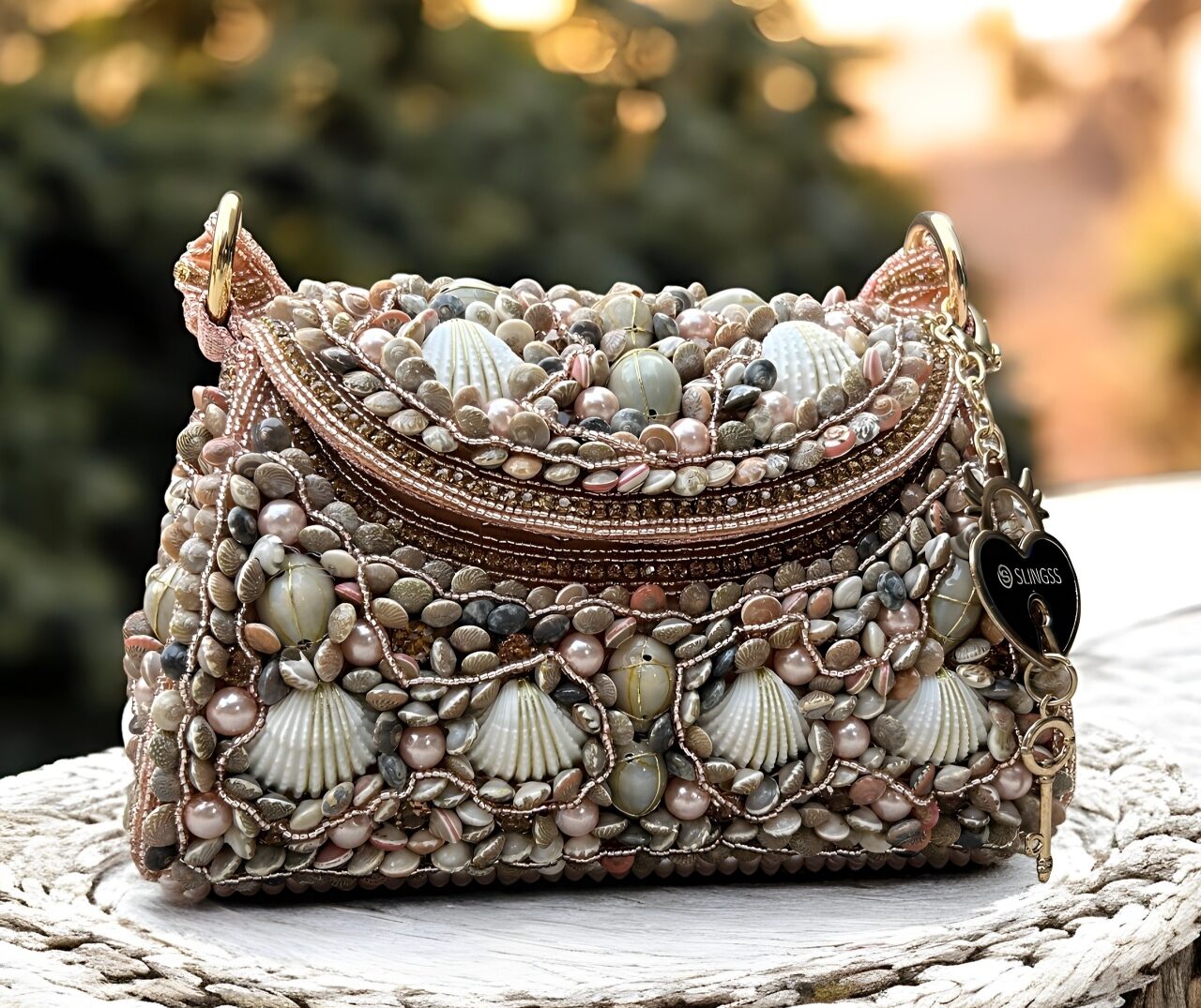 Slingss Luxury Range Exclusive Seap Fully Embroidered Handmade Partywear Handbag For Ladies With Handle