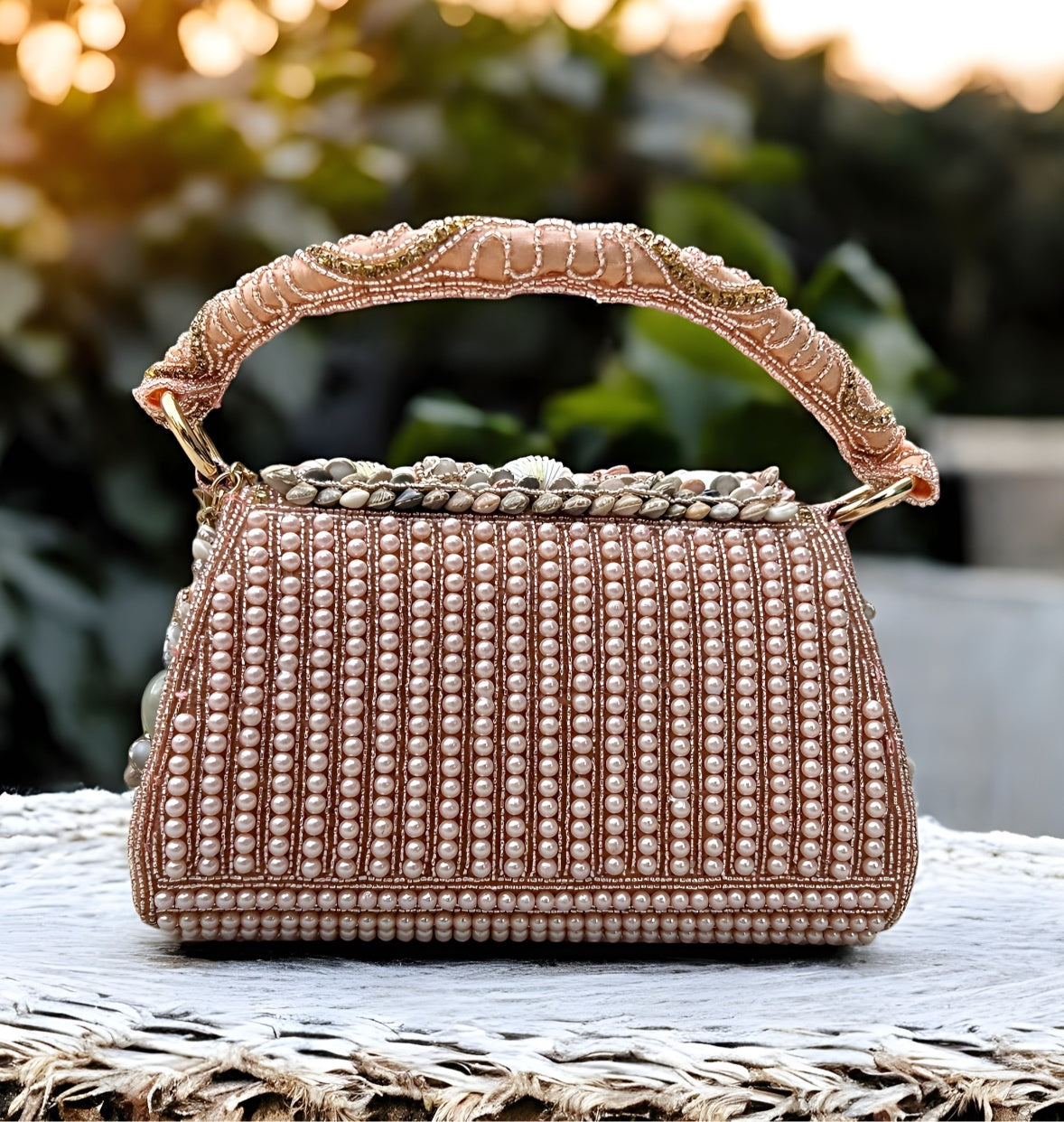 Slingss Luxury Range Exclusive Seap Fully Embroidered Handmade Partywear Handbag For Ladies With Handle