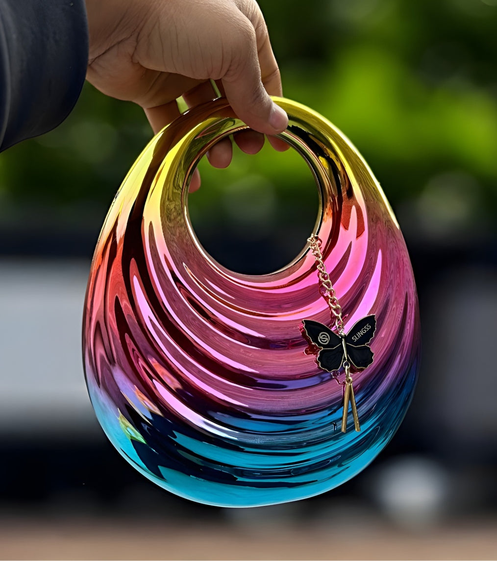 Slingss Luxury Range Exclusive Crystal Acrylic Partywear Handbag Purse For Ladies With Long Chain