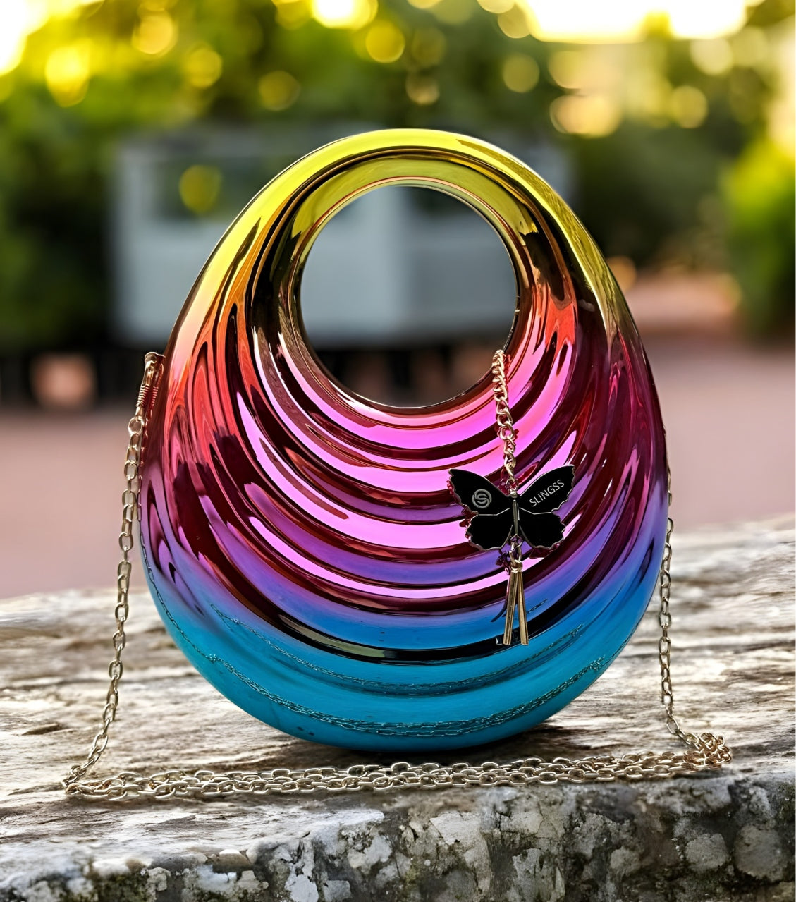 Slingss Luxury Range Exclusive Crystal Acrylic Partywear Handbag Purse For Ladies With Long Chain