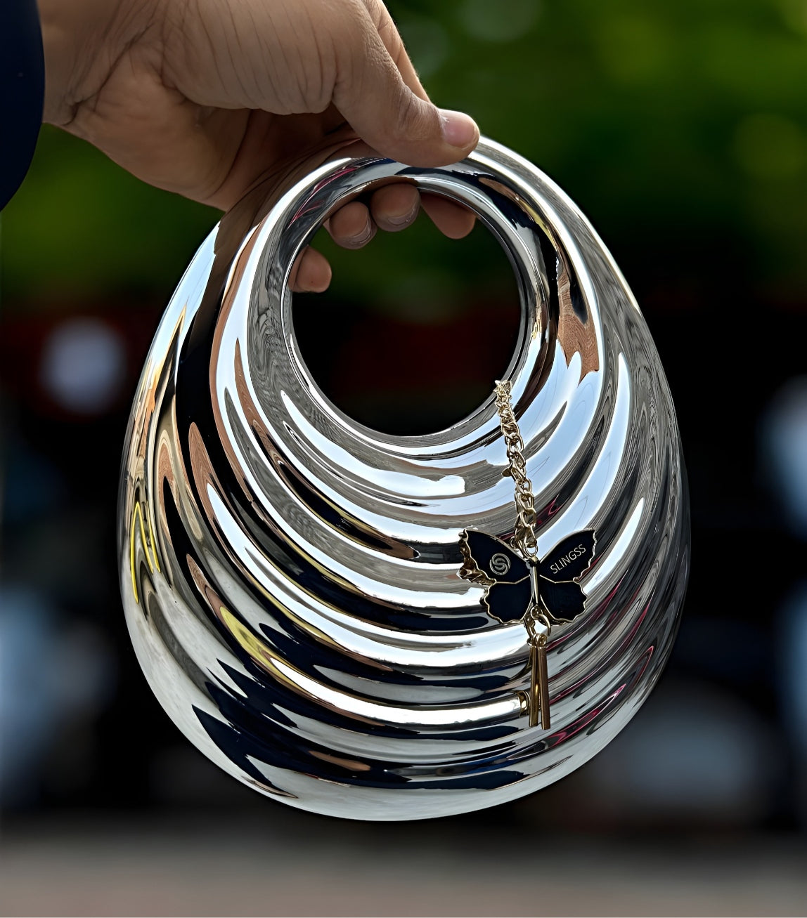 Slingss Luxury Range Exclusive Crystal Acrylic Partywear Handbag Purse For Ladies With Long Chain