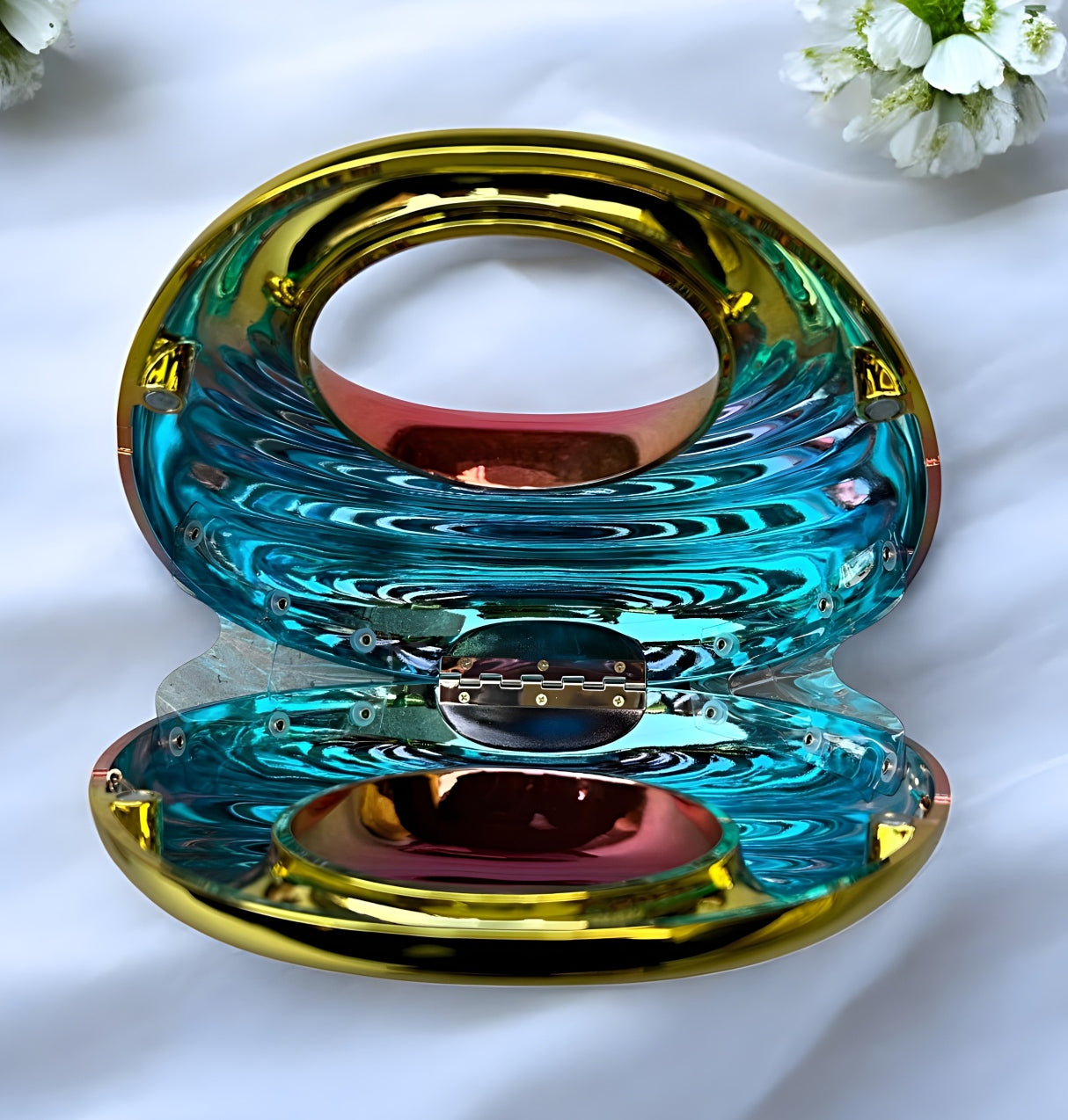 Slingss Luxury Range Exclusive Crystal Acrylic Partywear Handbag Purse For Ladies With Long Chain