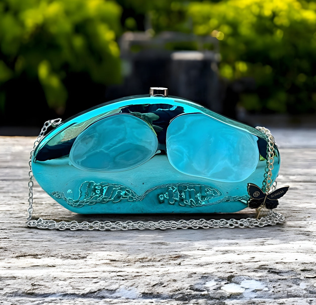 Slingss Luxury Range Exclusive Crystal Acrylic Partywear Clutch For Ladies With Long Chain