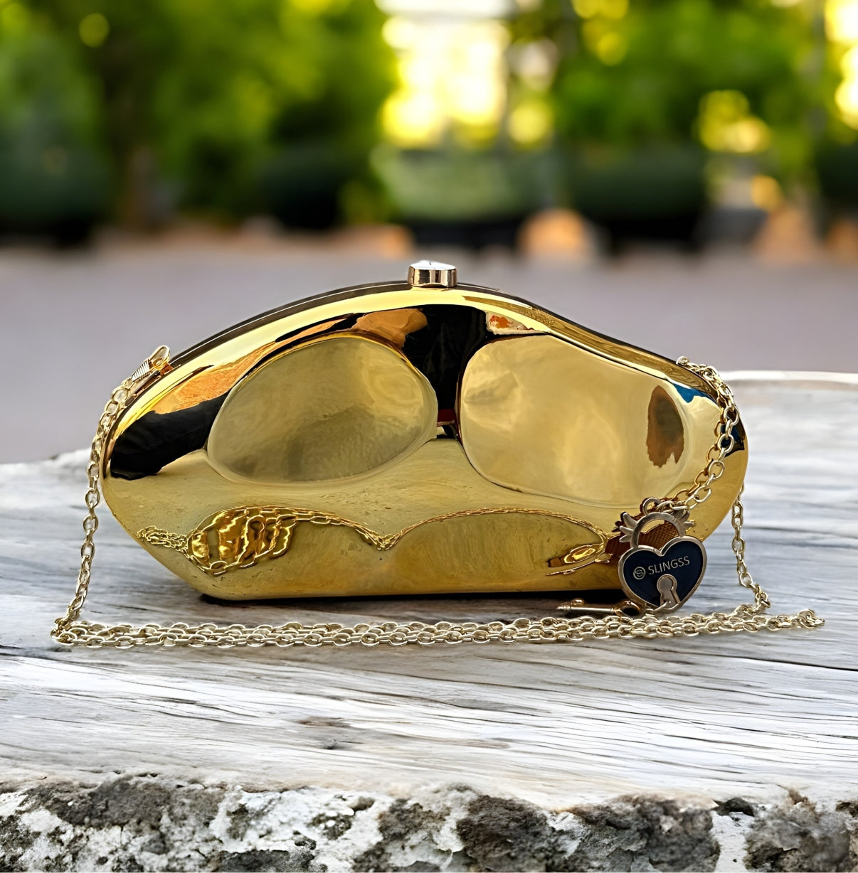 Slingss Luxury Range Exclusive Crystal Acrylic Partywear Clutch For Ladies With Long Chain