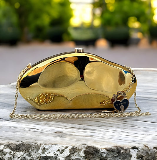 Slingss Luxury Range Exclusive Crystal Acrylic Partywear Clutch For Ladies With Long Chain