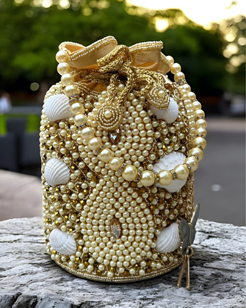 Slingss Exclusive Premium Embroidered Partywear Potli Handbag For Ladies With Handle