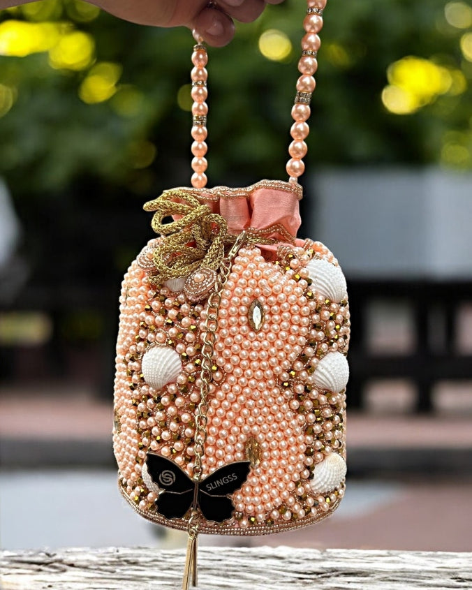 Slingss Exclusive Premium Embroidered Partywear Potli For Ladies With Handle