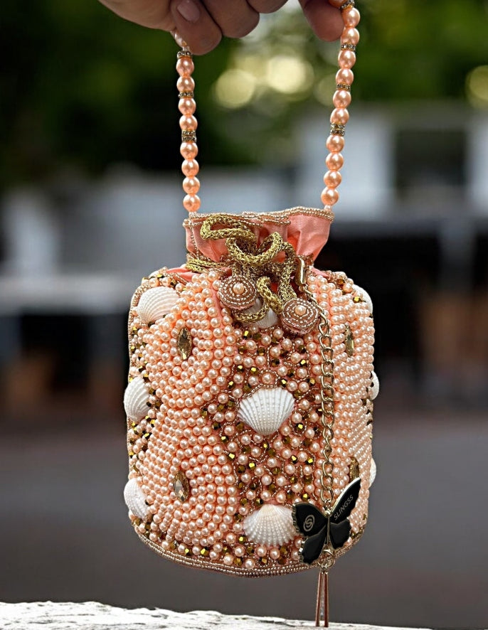 Slingss Exclusive Premium Embroidered Partywear Potli For Ladies With Handle