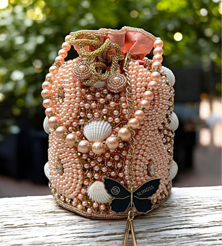 Slingss Exclusive Premium Embroidered Partywear Potli For Ladies With Handle