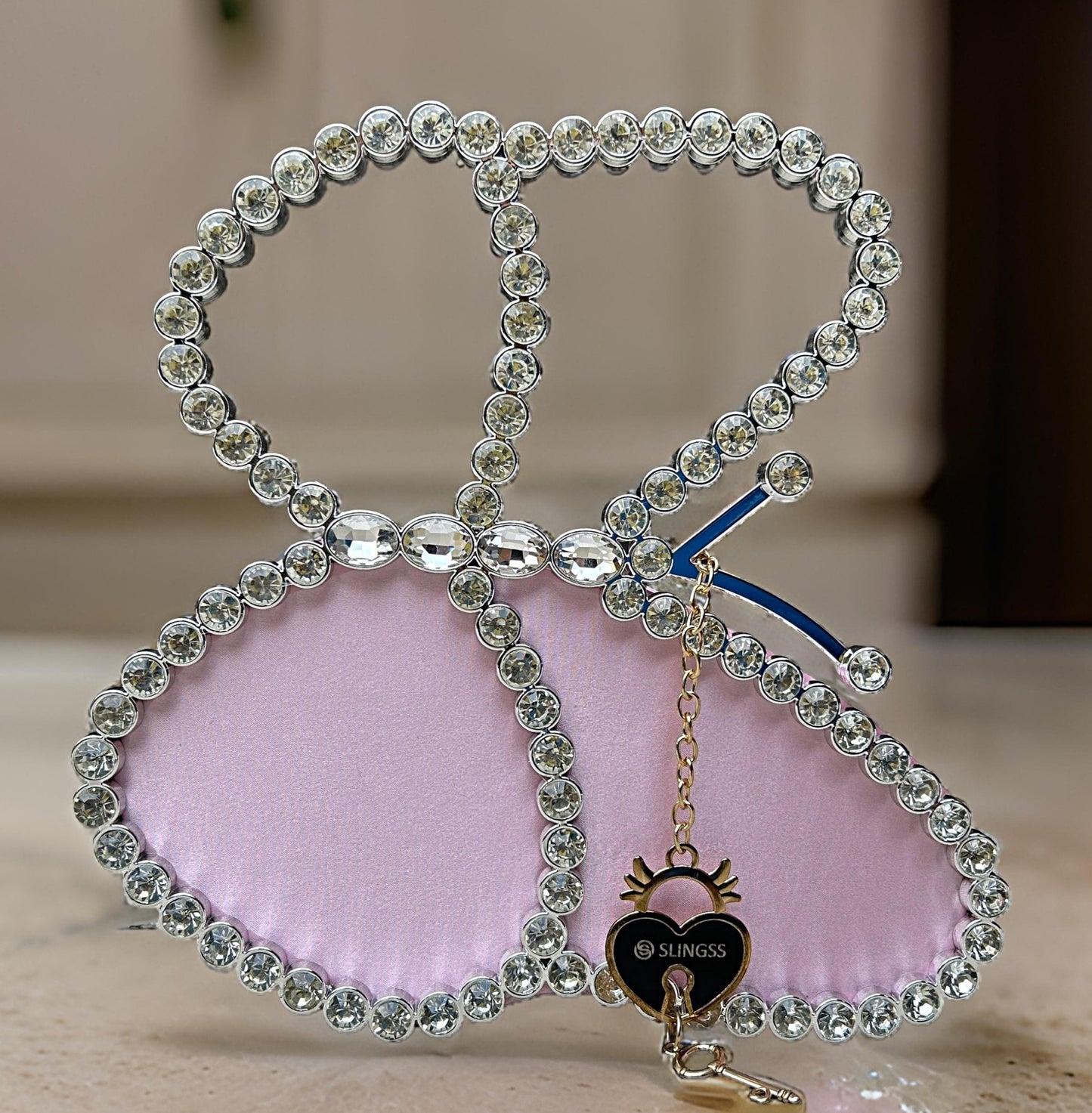 Slingss Exclusive Premium Butterfly Shaped Partywear Diamond Embroidered Handbag For Ladies