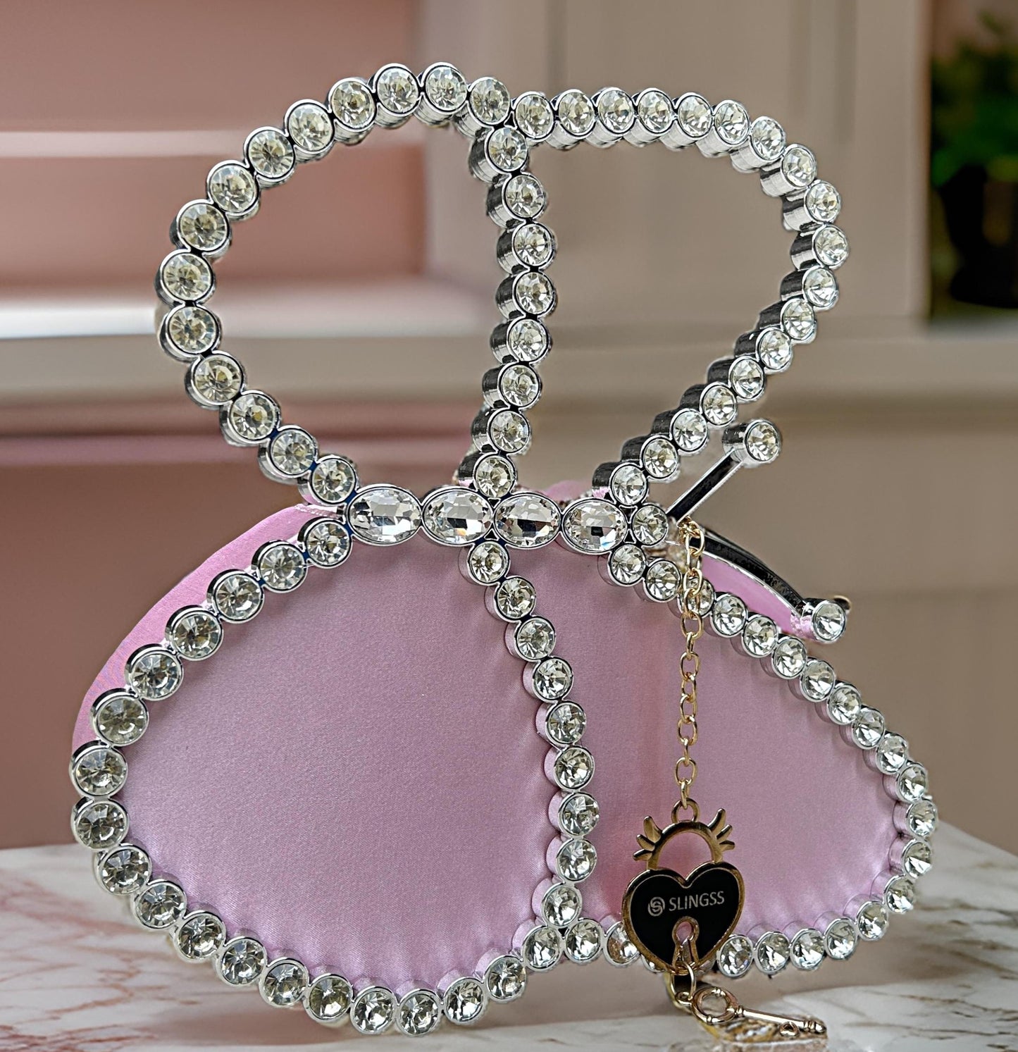 Slingss Exclusive Premium Butterfly Shaped Partywear Diamond Embroidered Handbag For Ladies