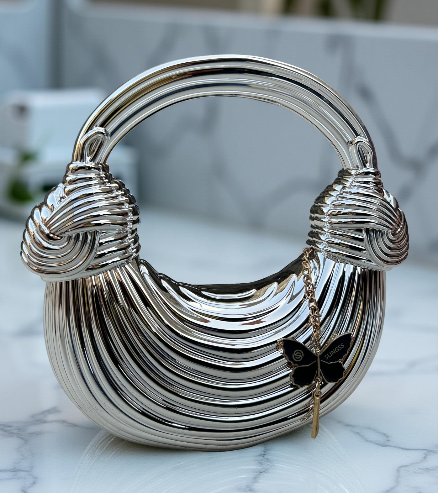 Slingss Luxury Range Exclusive Crystal Acrylic Partywear Handbag Purse For Ladies With Long Chain