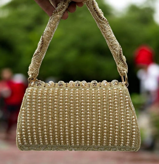 Slingss Luxury Range Diamond Embroidered Partywear Handbag For Ladies With Handle