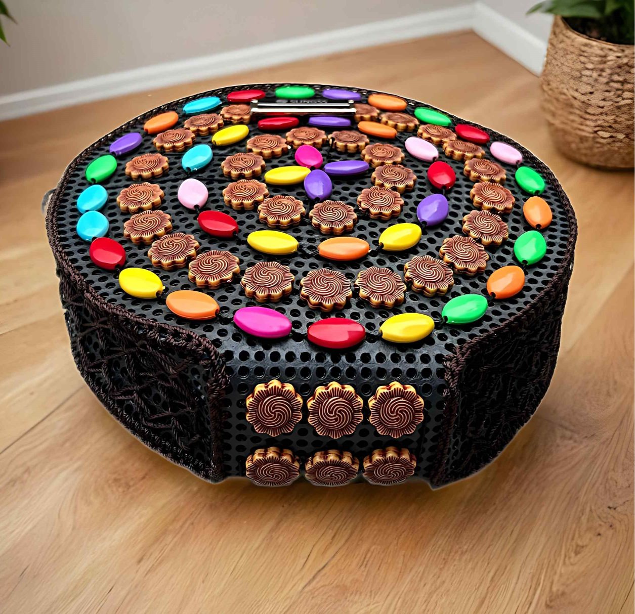 Slingss Exclusive Handmade Eco-Friendly Wooden Round Shape Sling Bag For Ladies With Long Strap