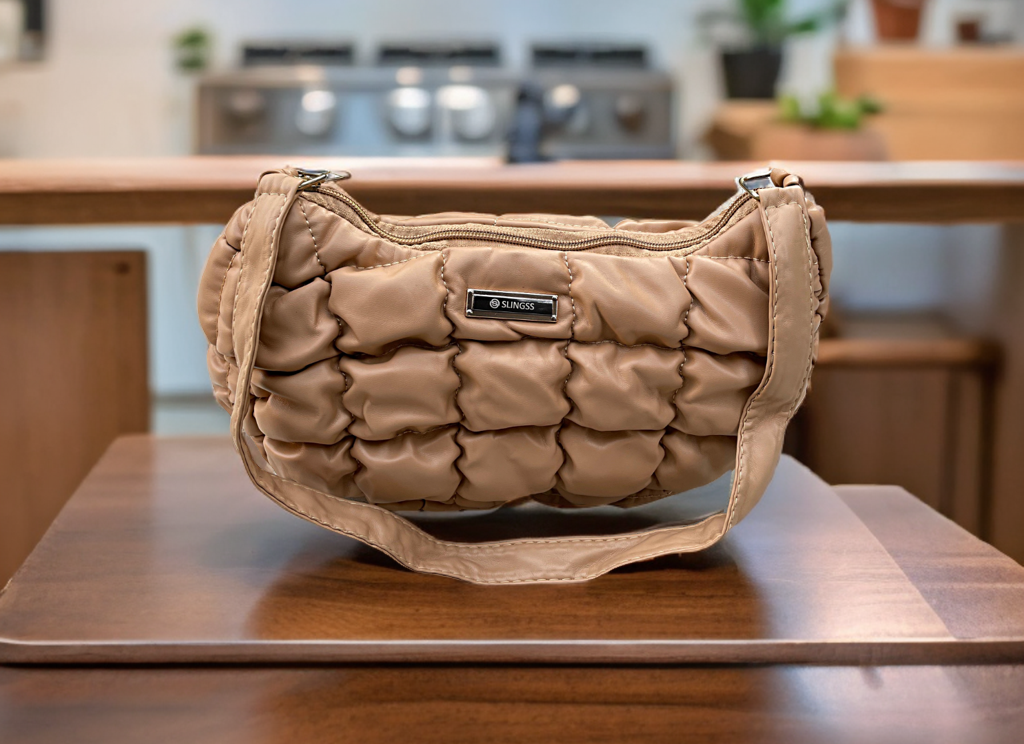 Slingss Premium Range Brown Color Leather Material Hand Bag For Ladies