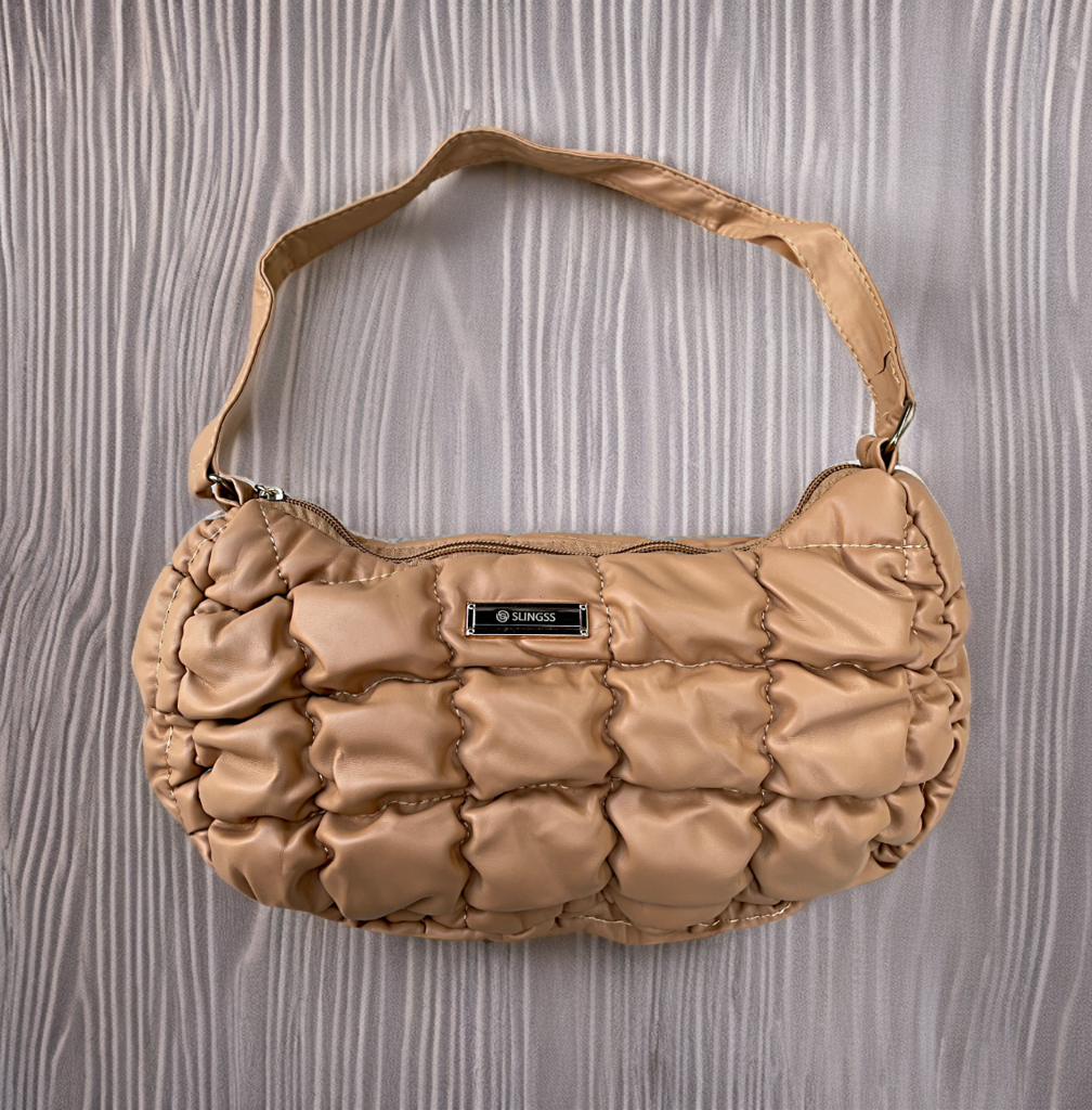 Slingss Premium Range Brown Color Leather Material Hand Bag For Ladies