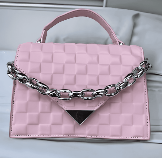 Slingss Premium Range Pink Color Beautiful Sling Bag For Ladies With Silver Handle Chain