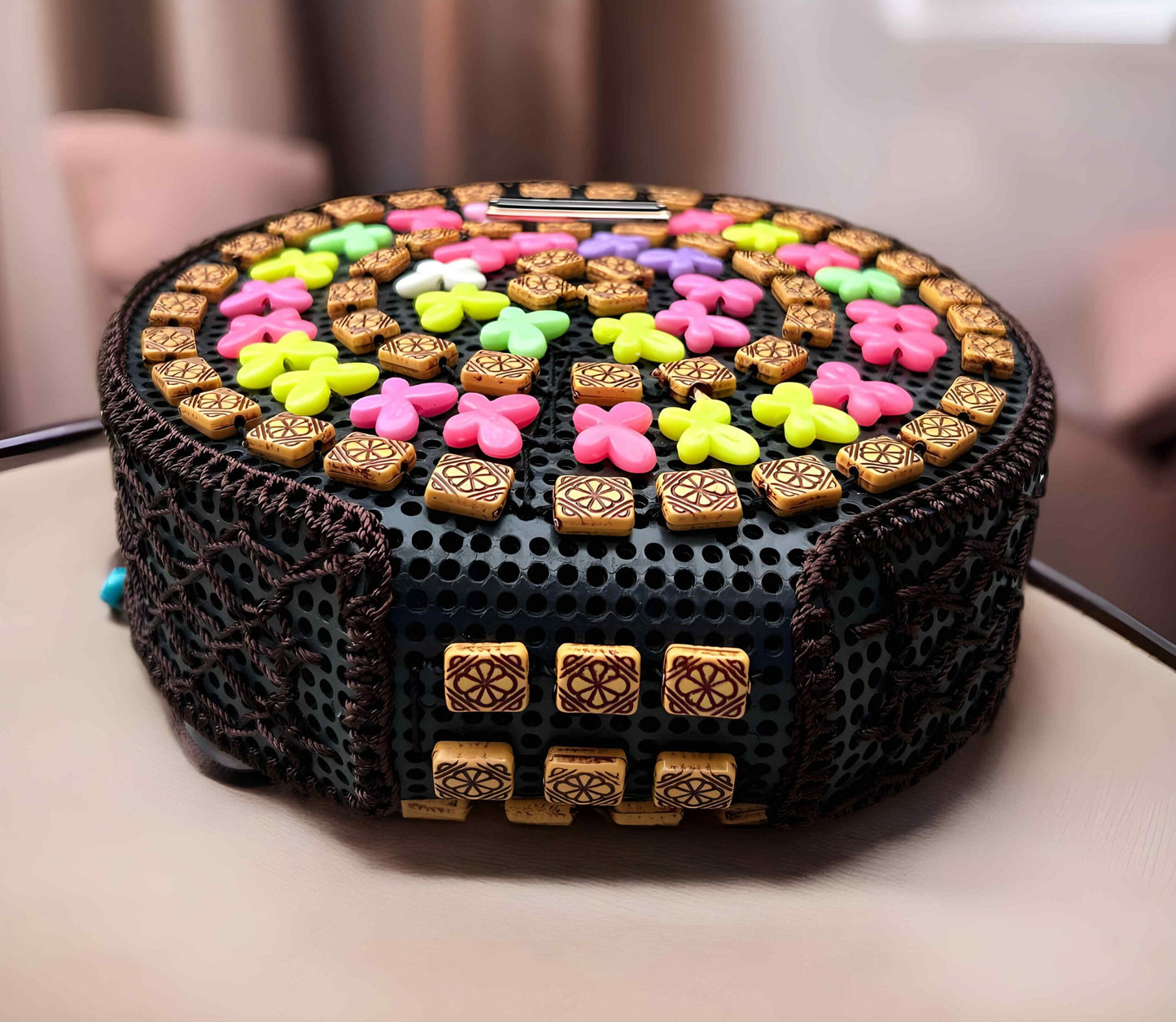 Slingss Exclusive Handmade Eco-Friendly Wooden Round Shape Sling Bag For Ladies With Long Strap