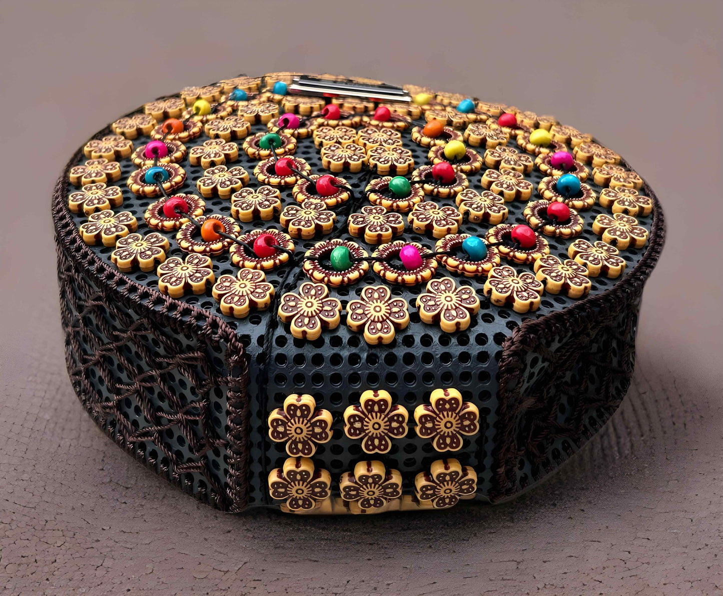 Slingss Exclusive Handmade Eco-Friendly Wooden Round Shape Sling Bag For Ladies With Long Strap