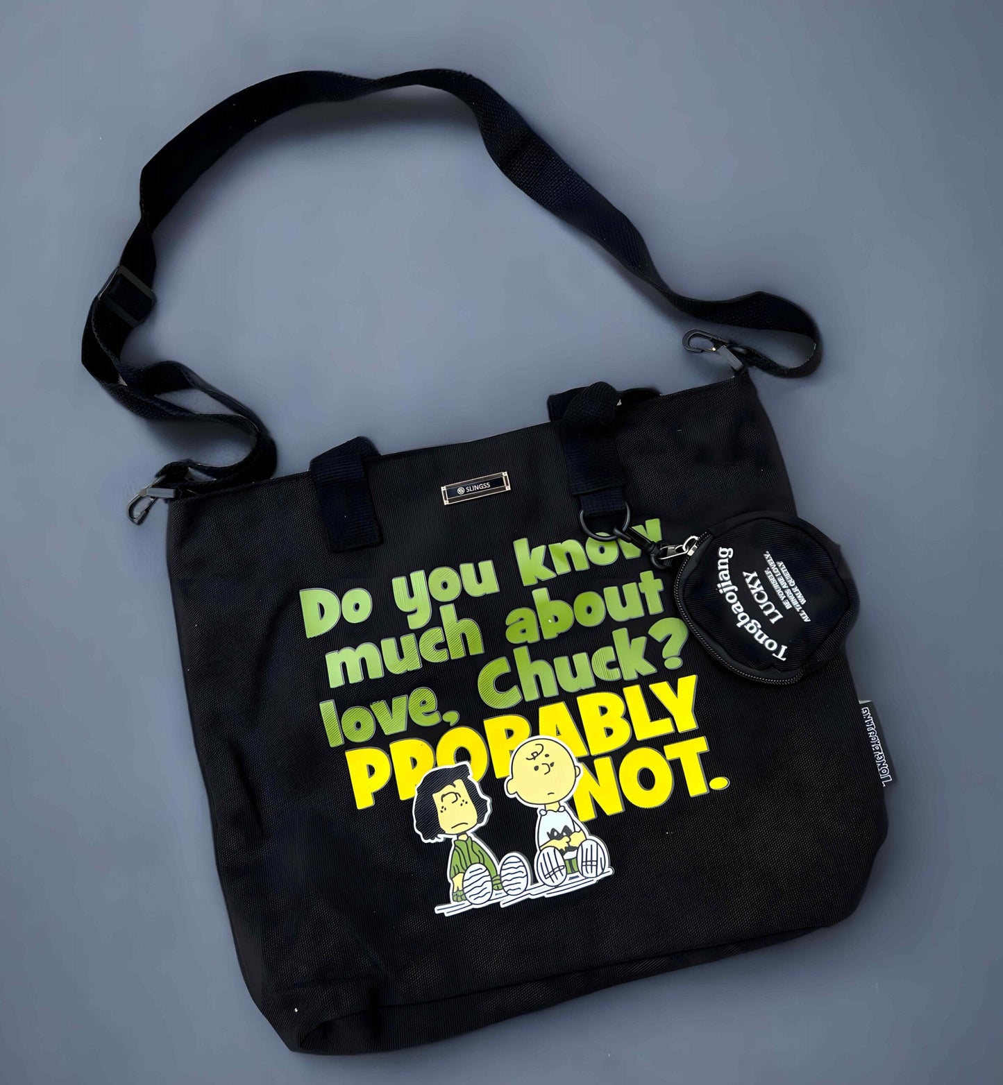 Slingss Premium Black Big Size Tote Bag For Ladies With Long Belt