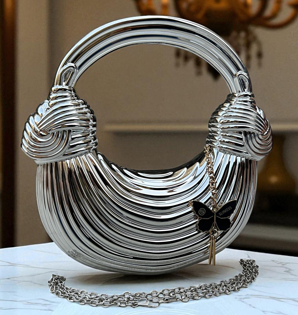 Slingss Luxury Range Exclusive Crystal Acrylic Partywear Handbag Purse For Ladies With Long Chain