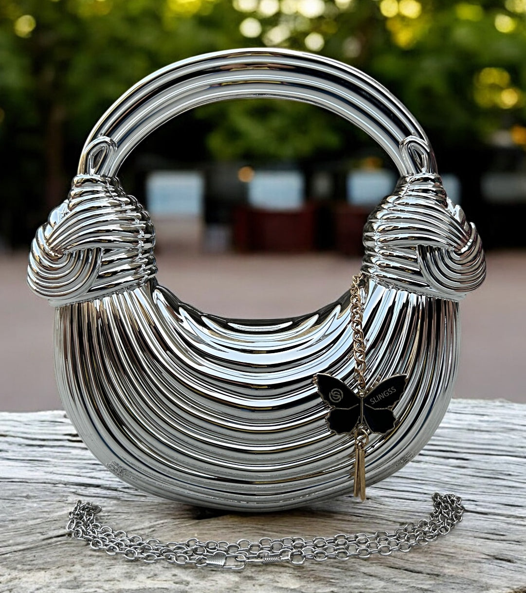 Slingss Luxury Range Exclusive Crystal Acrylic Partywear Handbag Purse For Ladies With Long Chain