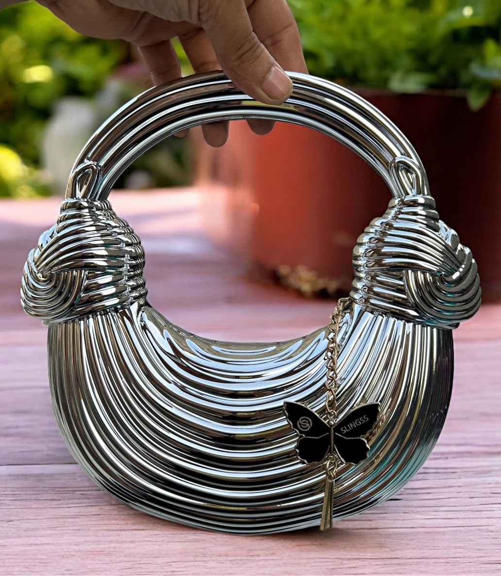 Slingss Luxury Range Exclusive Crystal Acrylic Partywear Handbag Purse For Ladies With Long Chain