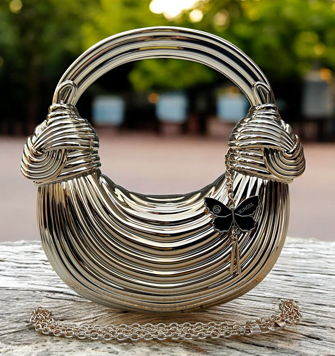 Slingss Luxury Range Exclusive Crystal Acrylic Partywear Handbag Purse For Ladies With Long Chain