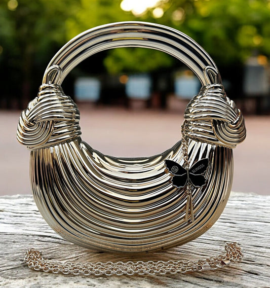 Slingss Luxury Range Exclusive Crystal Acrylic Partywear Handbag Purse For Ladies With Long Chain