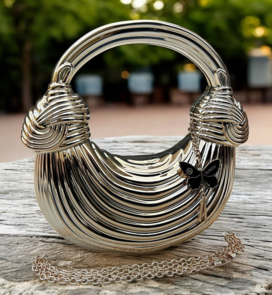 Slingss Luxury Range Exclusive Crystal Acrylic Partywear Handbag Purse For Ladies With Long Chain