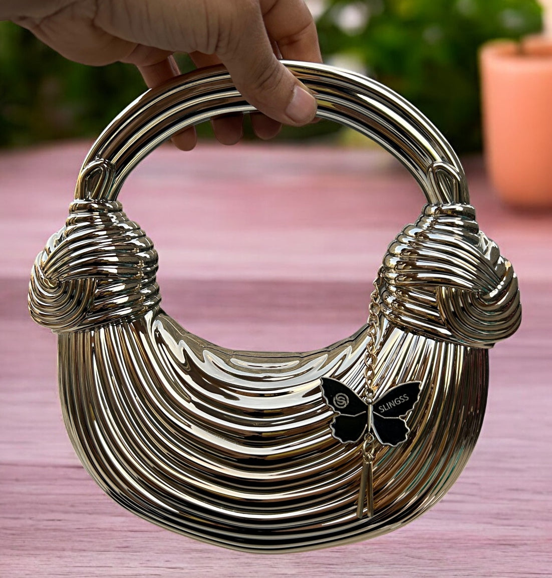 Slingss Luxury Range Exclusive Crystal Acrylic Partywear Handbag Purse For Ladies With Long Chain