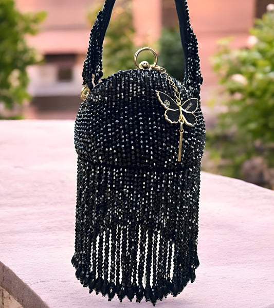 Slingss Exclusive Luxury Range Ball Shaped Crystal Partywear Handbag For Ladies With Handle