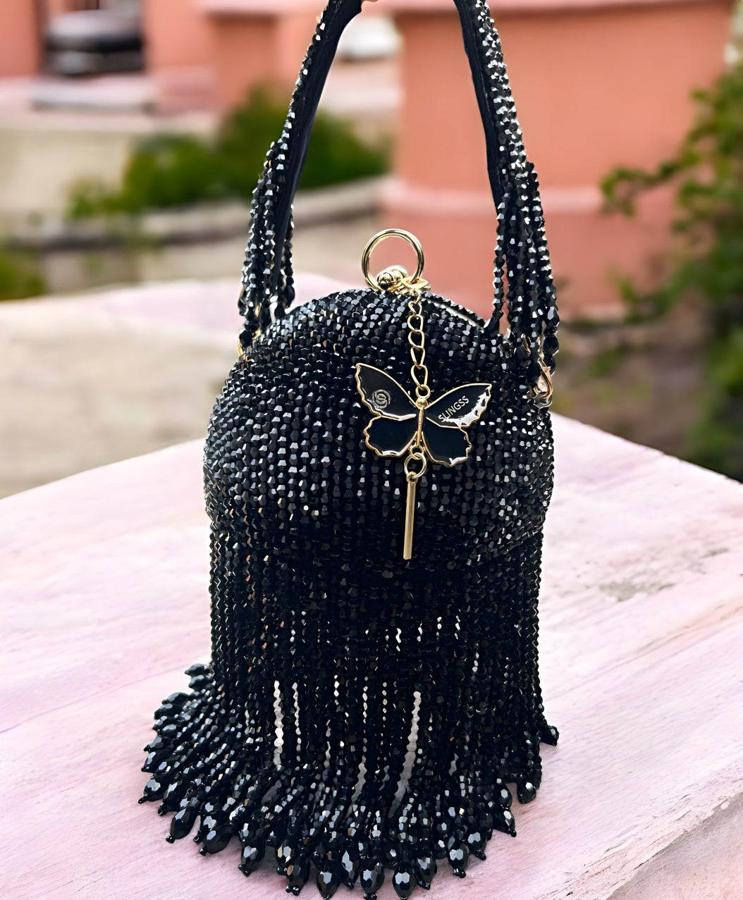 Slingss Exclusive Luxury Range Ball Shaped Crystal Partywear Handbag For Ladies With Handle
