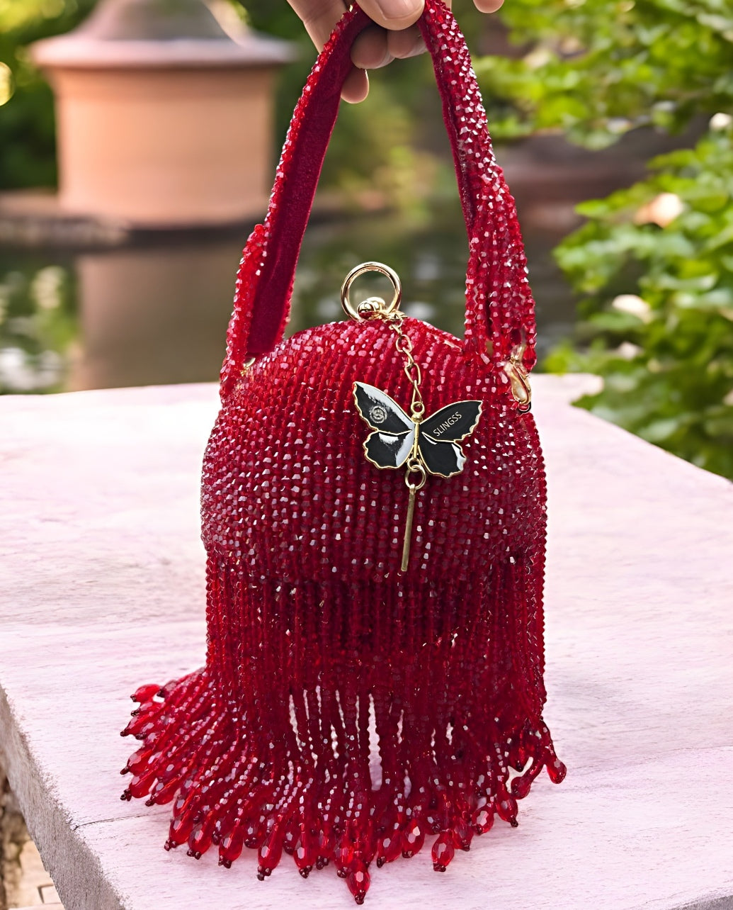 Slingss Exclusive Luxury Range Ball Shaped Crystal Partywear Handbag For Ladies With Handle