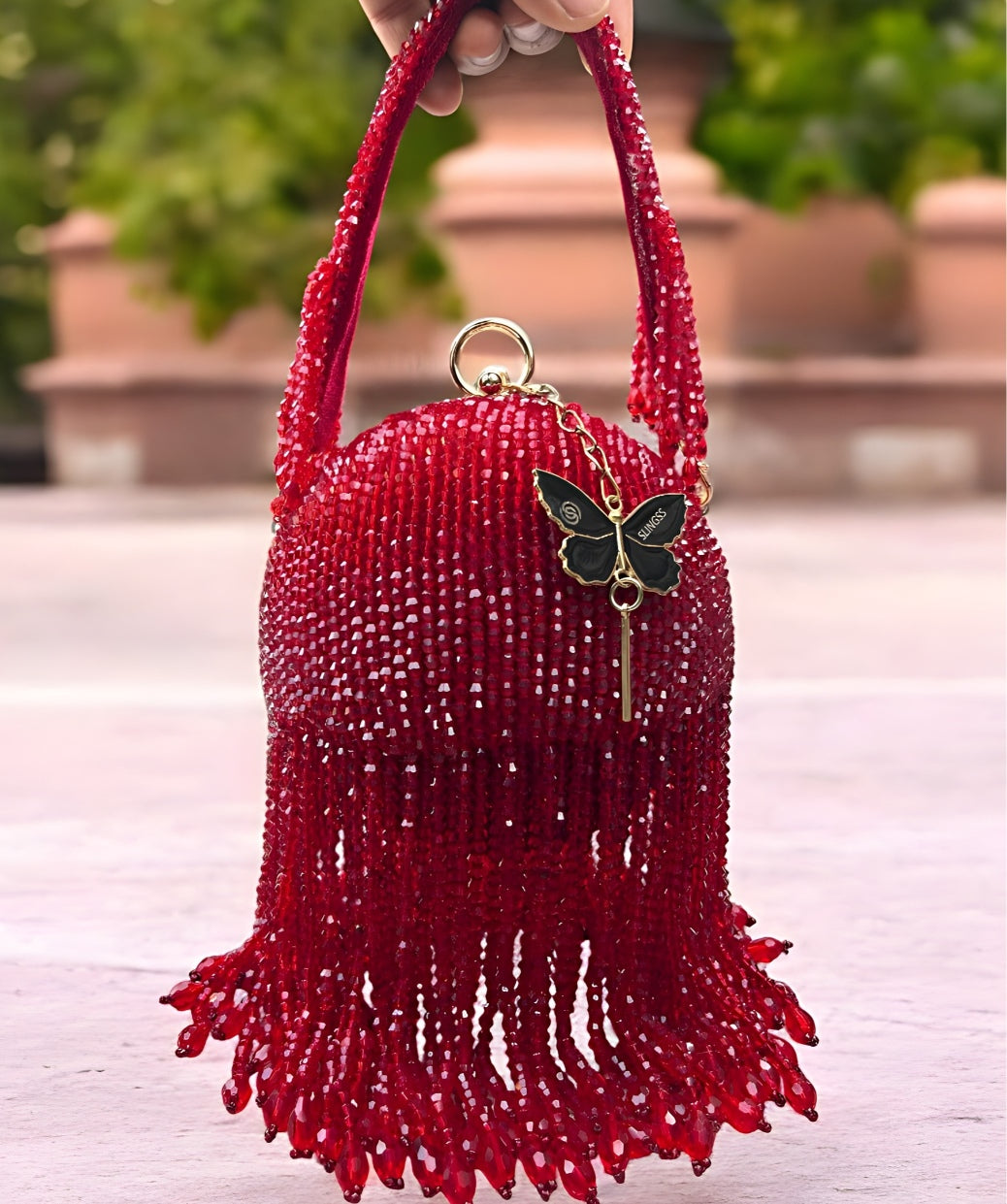 Slingss Exclusive Luxury Range Ball Shaped Crystal Partywear Handbag For Ladies With Handle