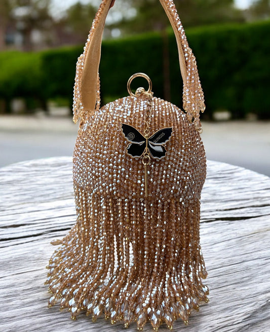 Slingss Exclusive Luxury Range Ball Shaped Crystal Partywear Handbag For Ladies With Handle