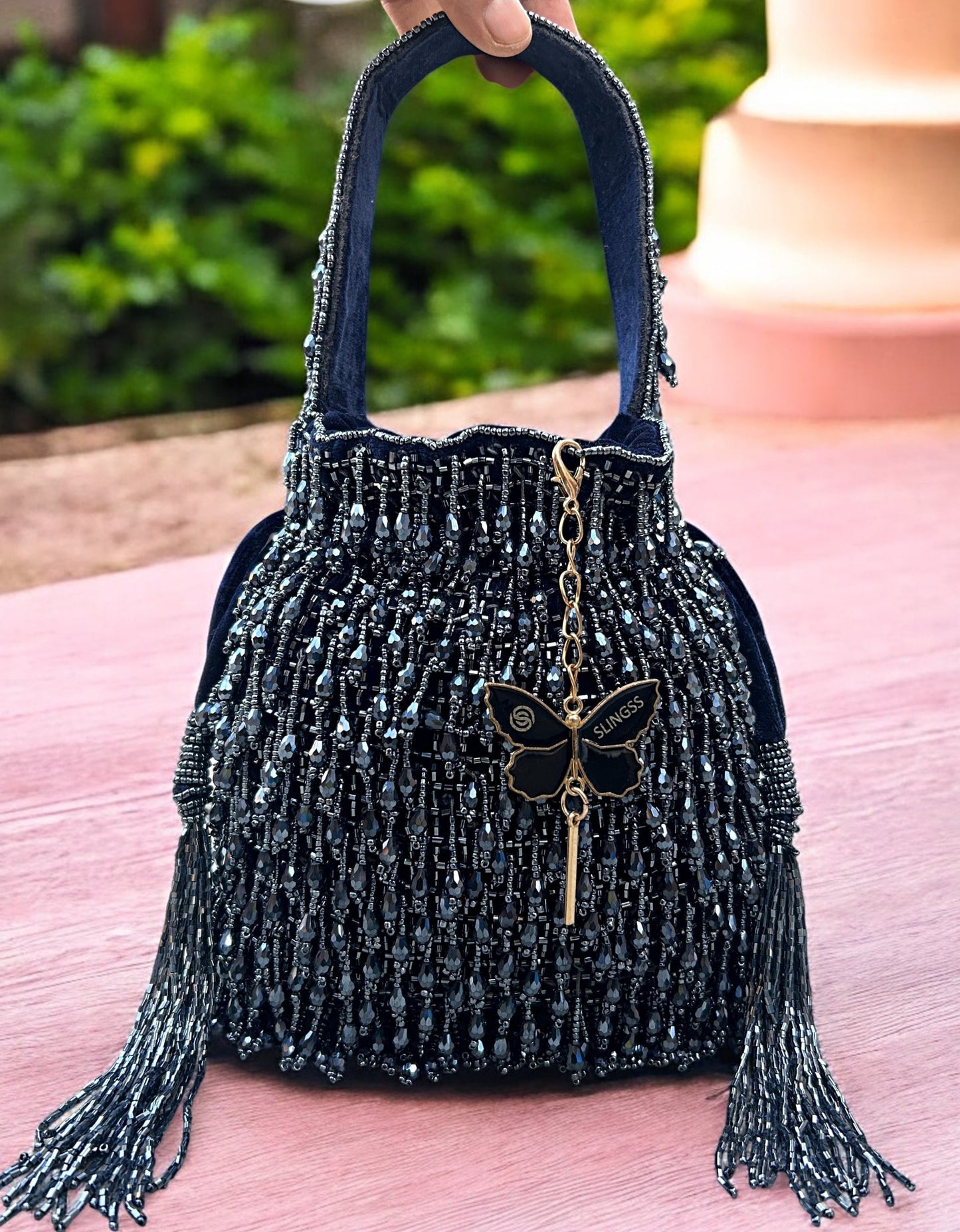 Slingss Exclusive Luxury Range Crystal Partywear Potli For Ladies With Handle