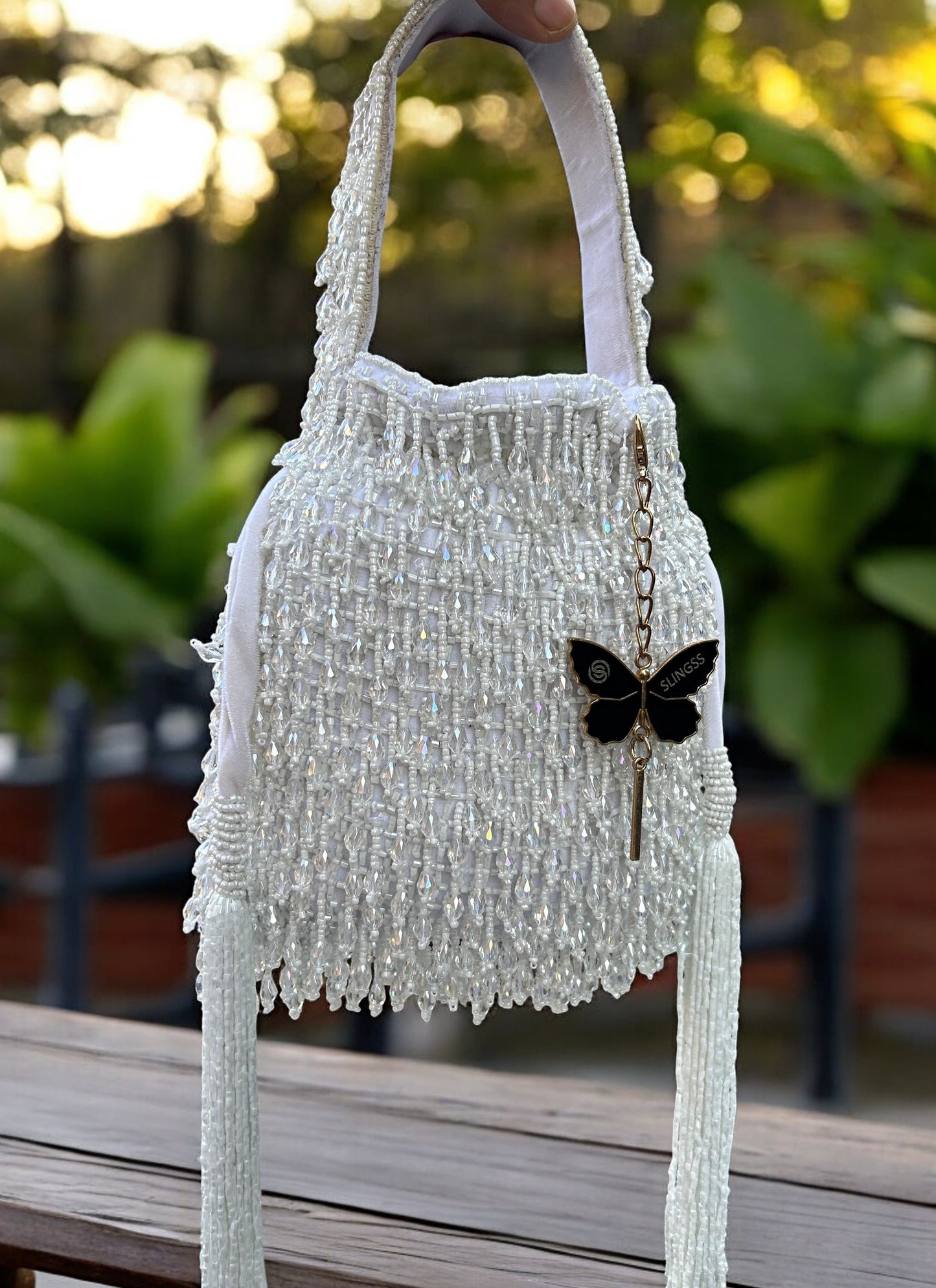 Slingss Exclusive Luxury Range Crystal Partywear Potli For Ladies With Handle