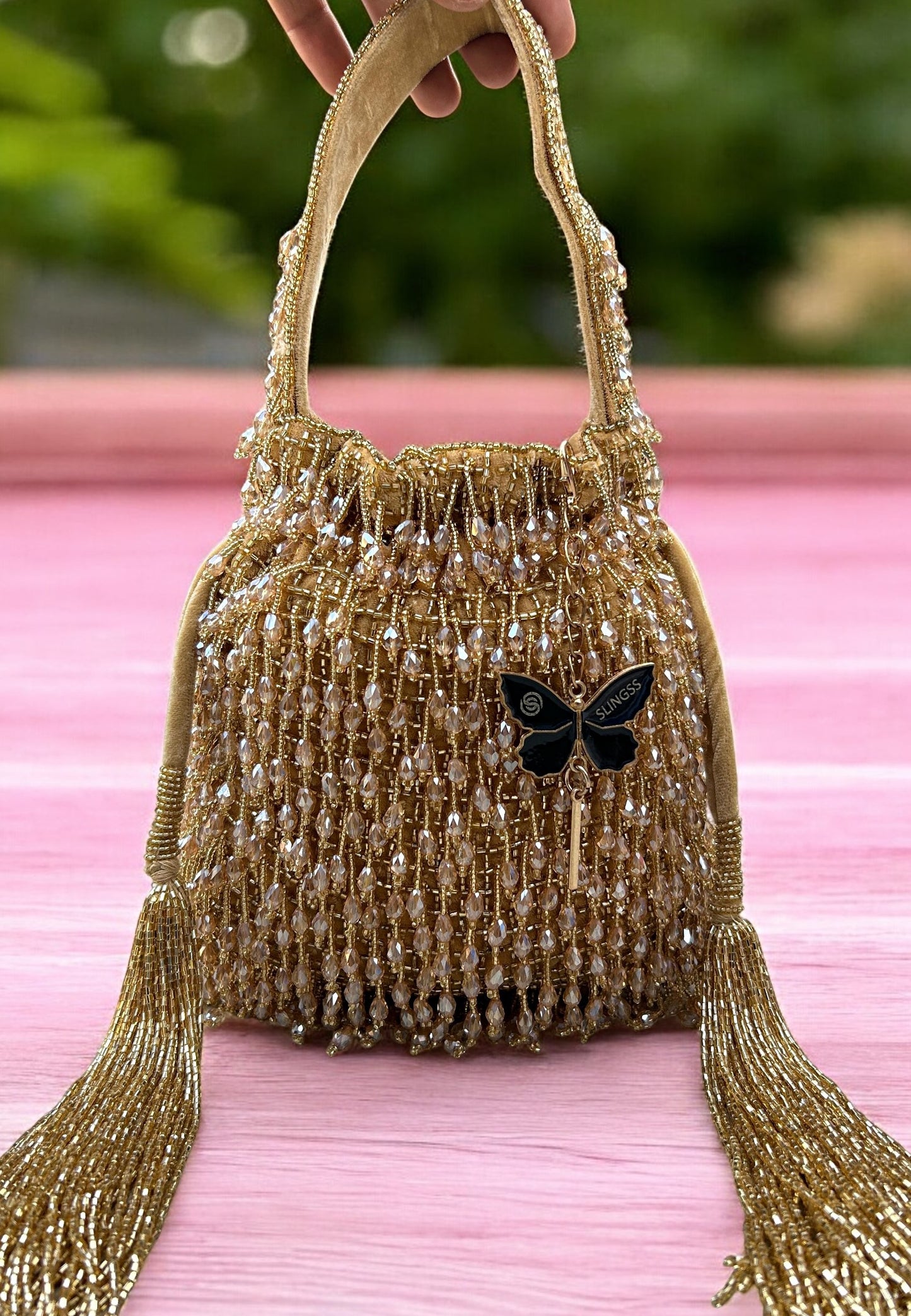 Slingss Exclusive Luxury Range Crystal Partywear Potli For Ladies With Handle