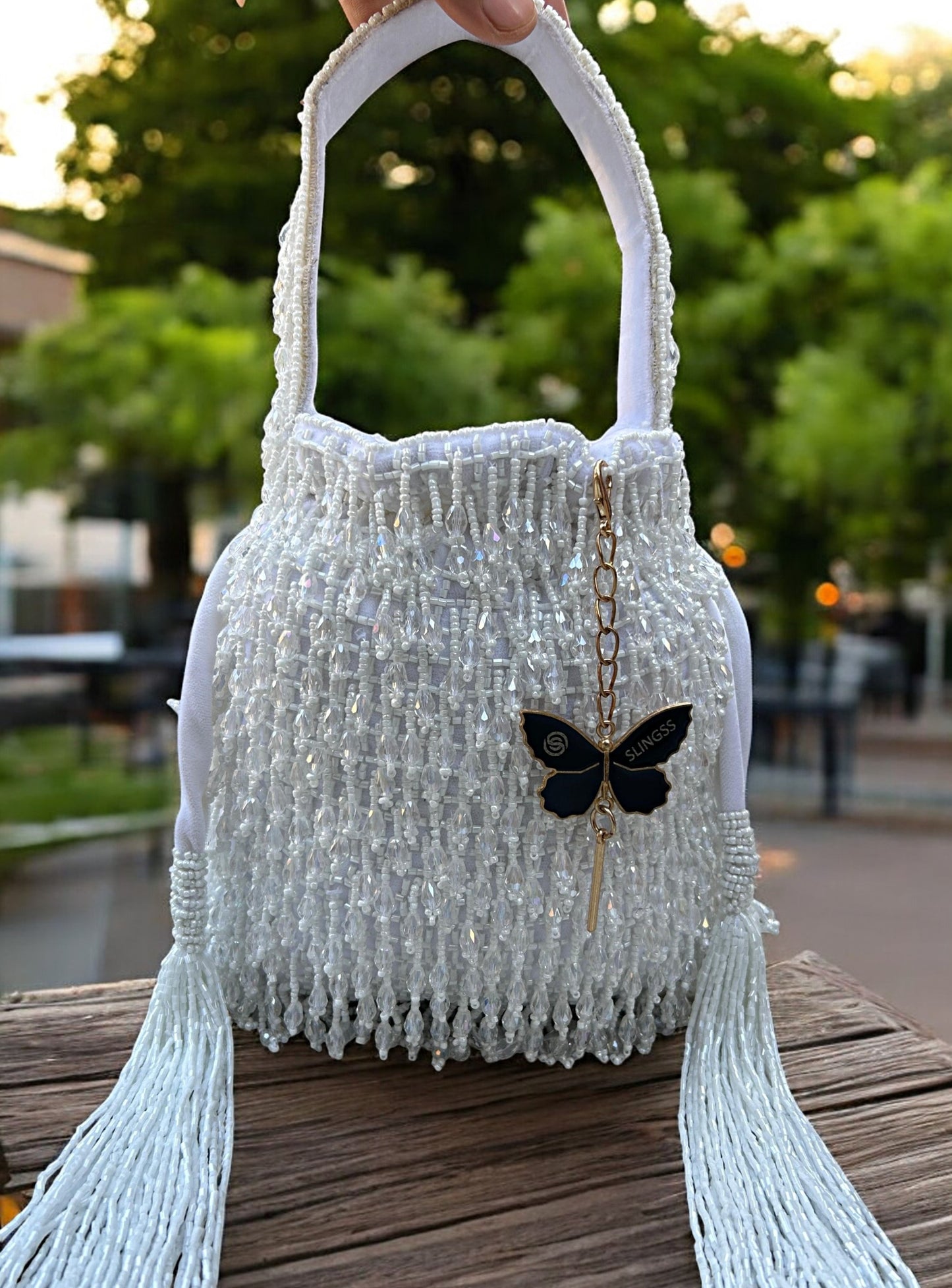 Slingss Exclusive Luxury Range Crystal Partywear Potli For Ladies With Handle